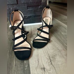 Black Strappy Heeled Sandals - size 9